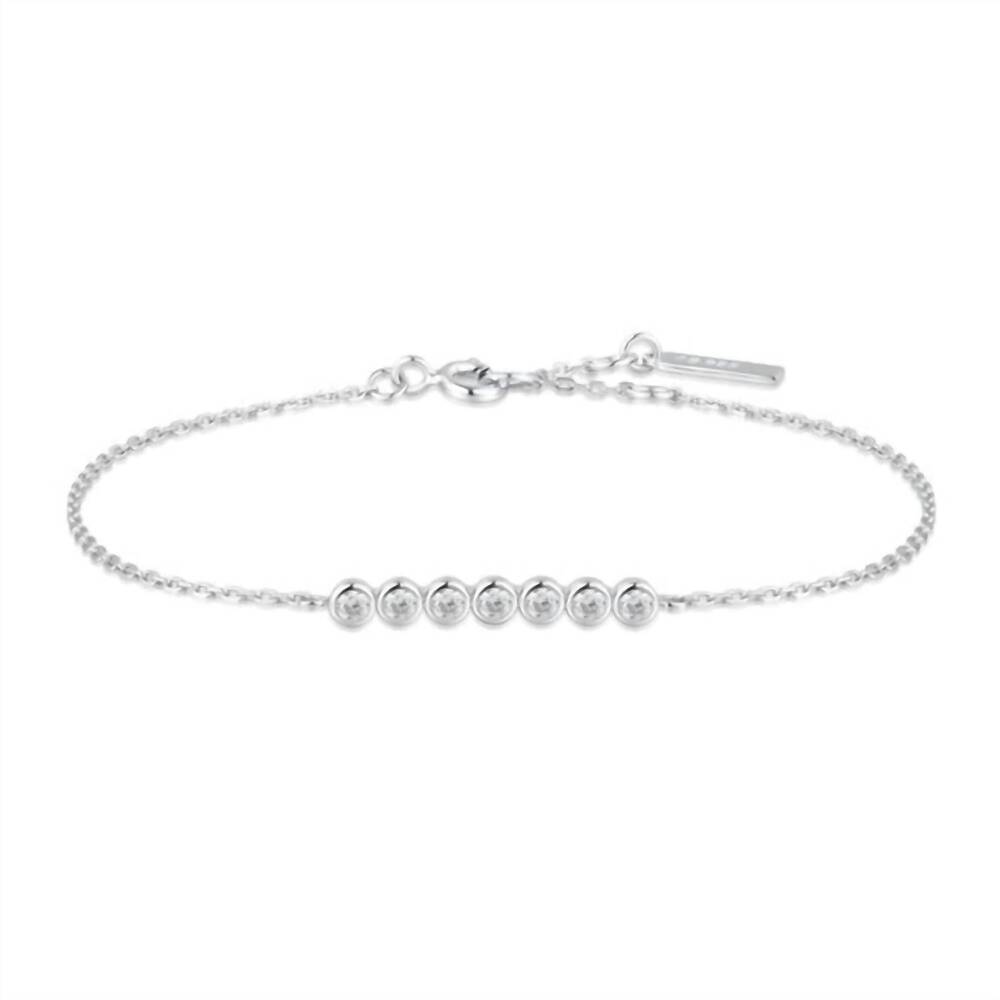 NEW ANIA HAIE women's bezel set chain bracelet in silver
